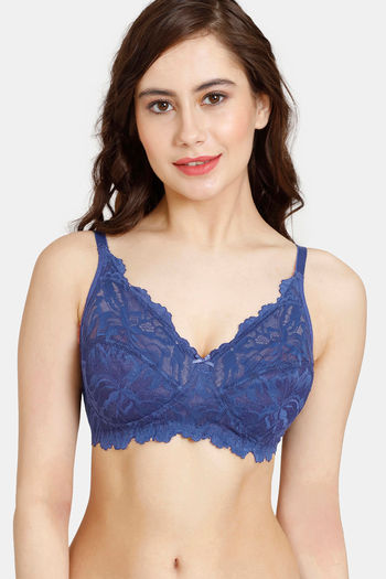 Buy Rosaline Cyber Grove Everyday Double Layered Non Wired 3/4th Coverage Lace Bra - Ocean Cavern